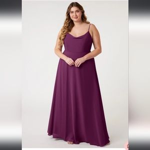 AZAZIE DAENERYS A-Line Chiffon Floor-Length Dress Grape Size A10